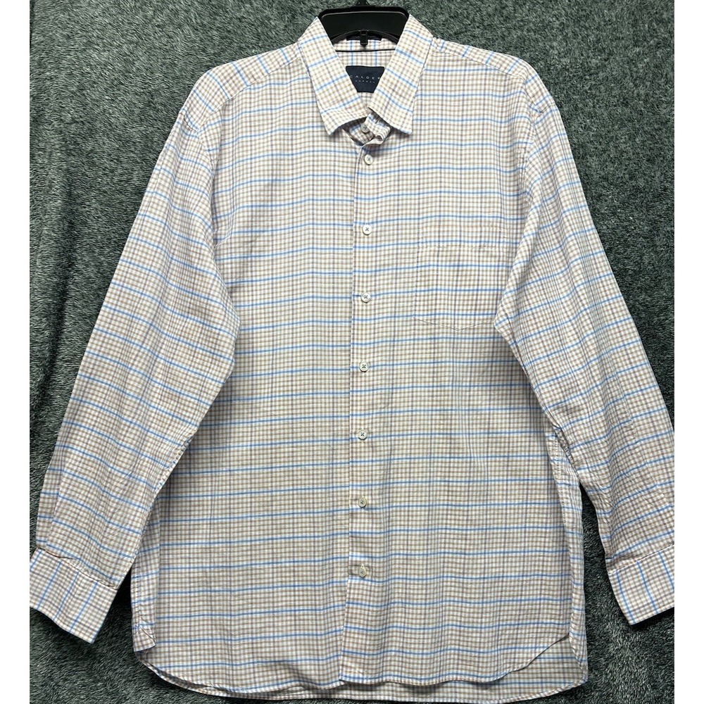 Calder Carmel Mens Size XL Orange Blue Linen Blend 1/70 Button Down Shirt (L8)